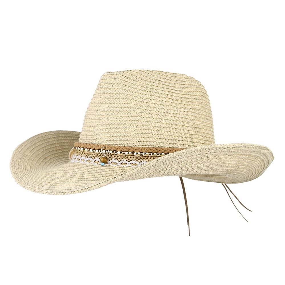2998 Straw Cowboy Hat For Women Men Girls Roll Up Wide Brim Western Cowgirl